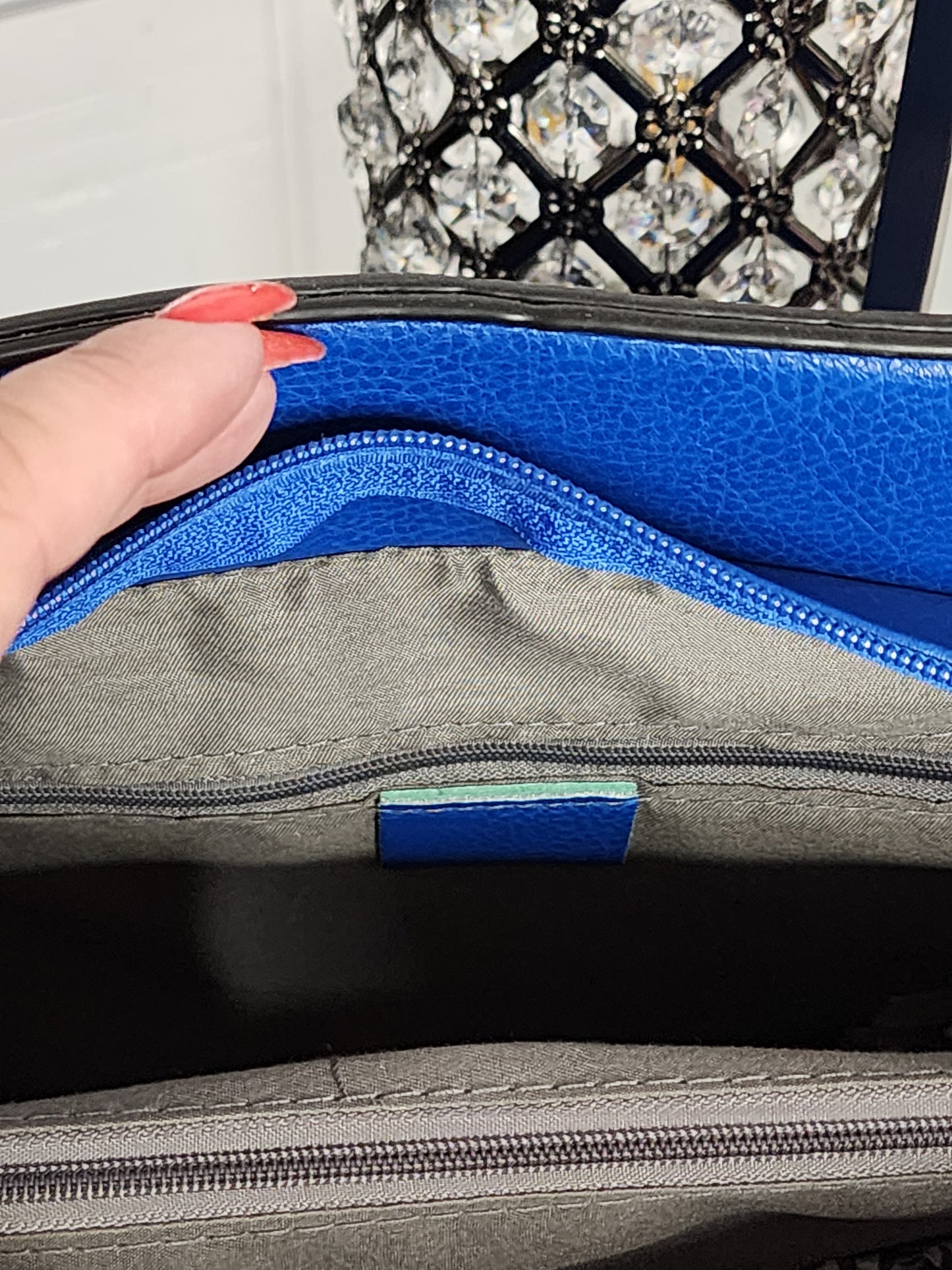 Classy Big Blue Handbag with Wallet Set
