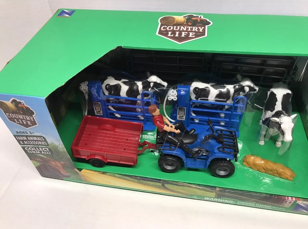 NEW Country Life Farm Animals and Accessories Playset (17 Pieces)