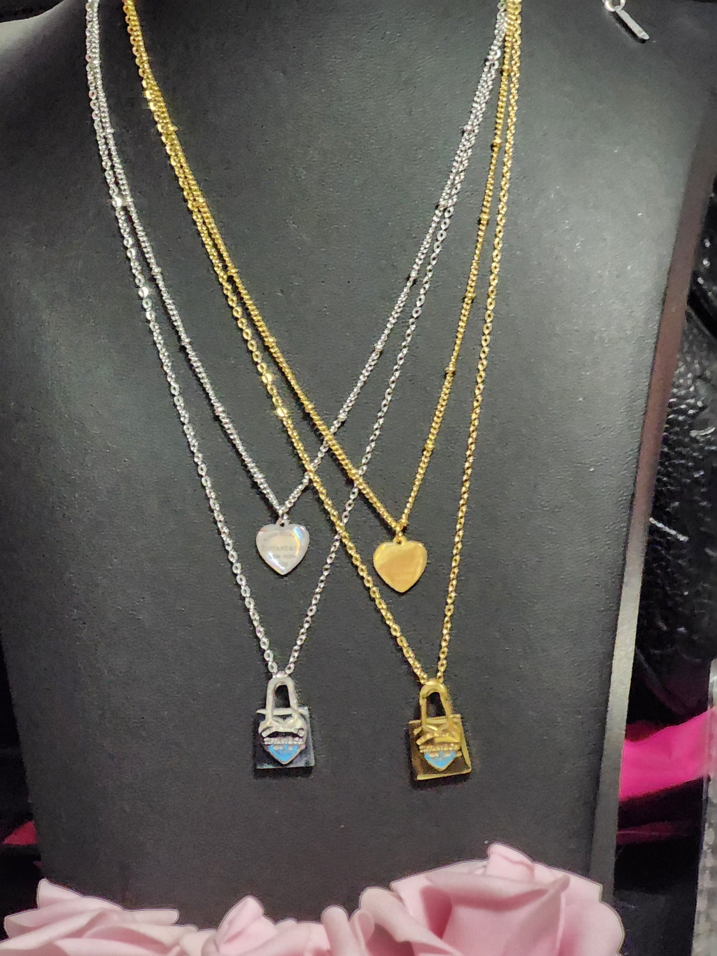 Inspired Tiffany, Gold or Silver Stainless Steel Multi-Layer Necklaces and Bracelet Available