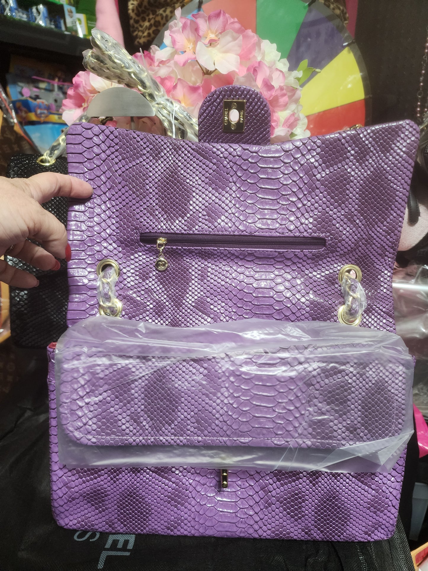 Inspired Black, Purple or Silver Snakeskin Handbags