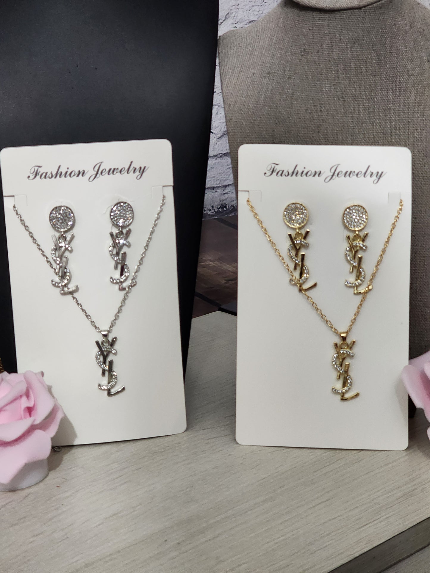 Inspired Gold or Silver Necklace with Earrings Sets