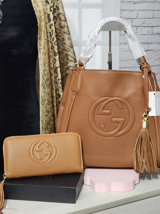Inspired Camel Color Leather Handbag or Wallet
