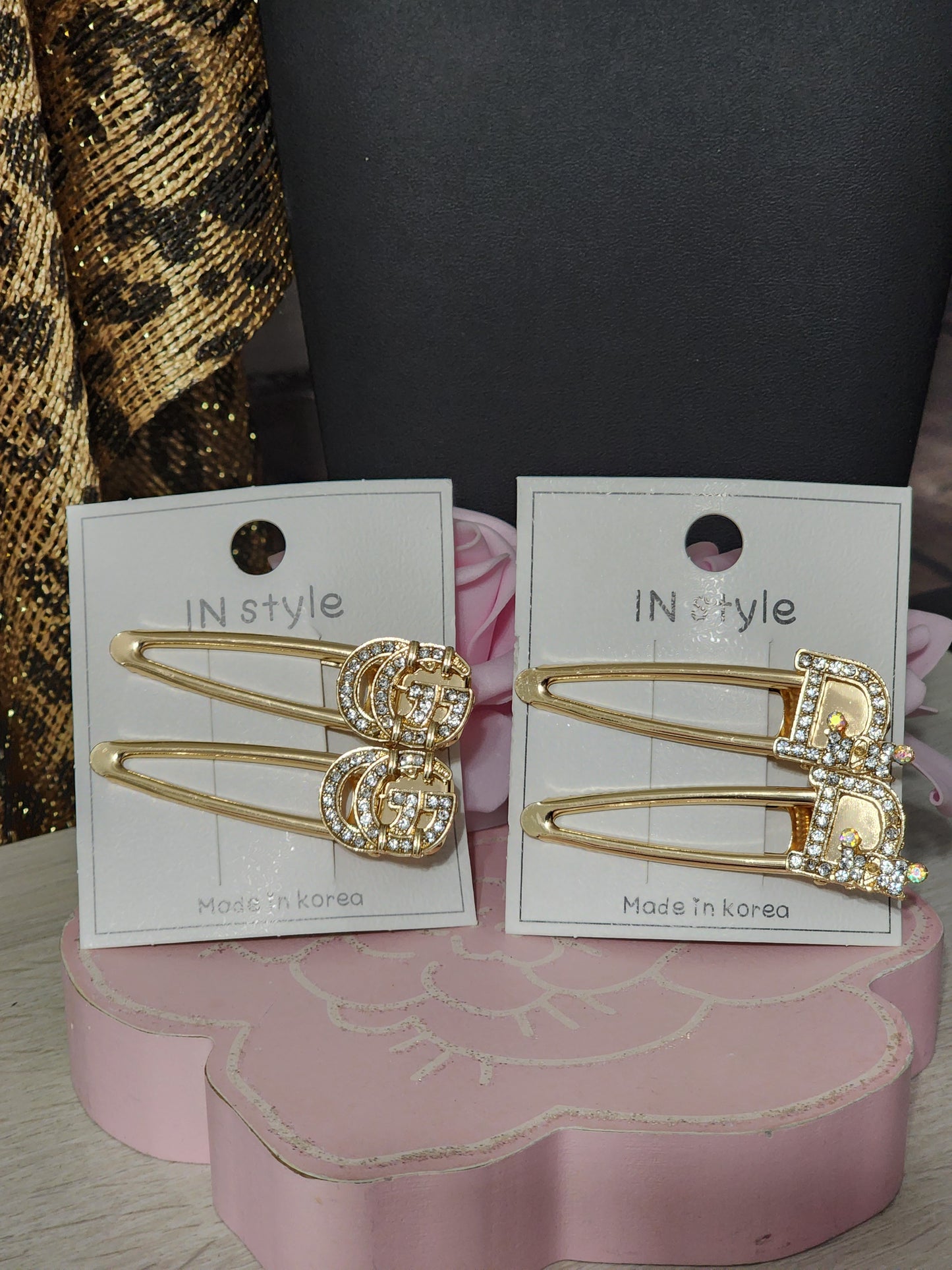 Inspired By Hair Clips 2 Gold or Silver with Rhinestones or Packs of 5 Hair Clips