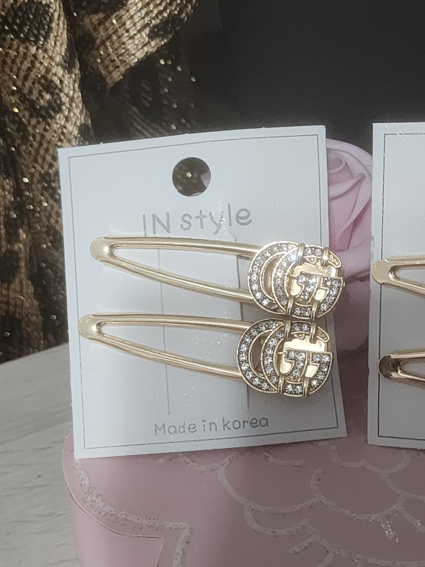 Inspired By Hair Clips 2 Gold or Silver with Rhinestones or Packs of 5 Hair Clips