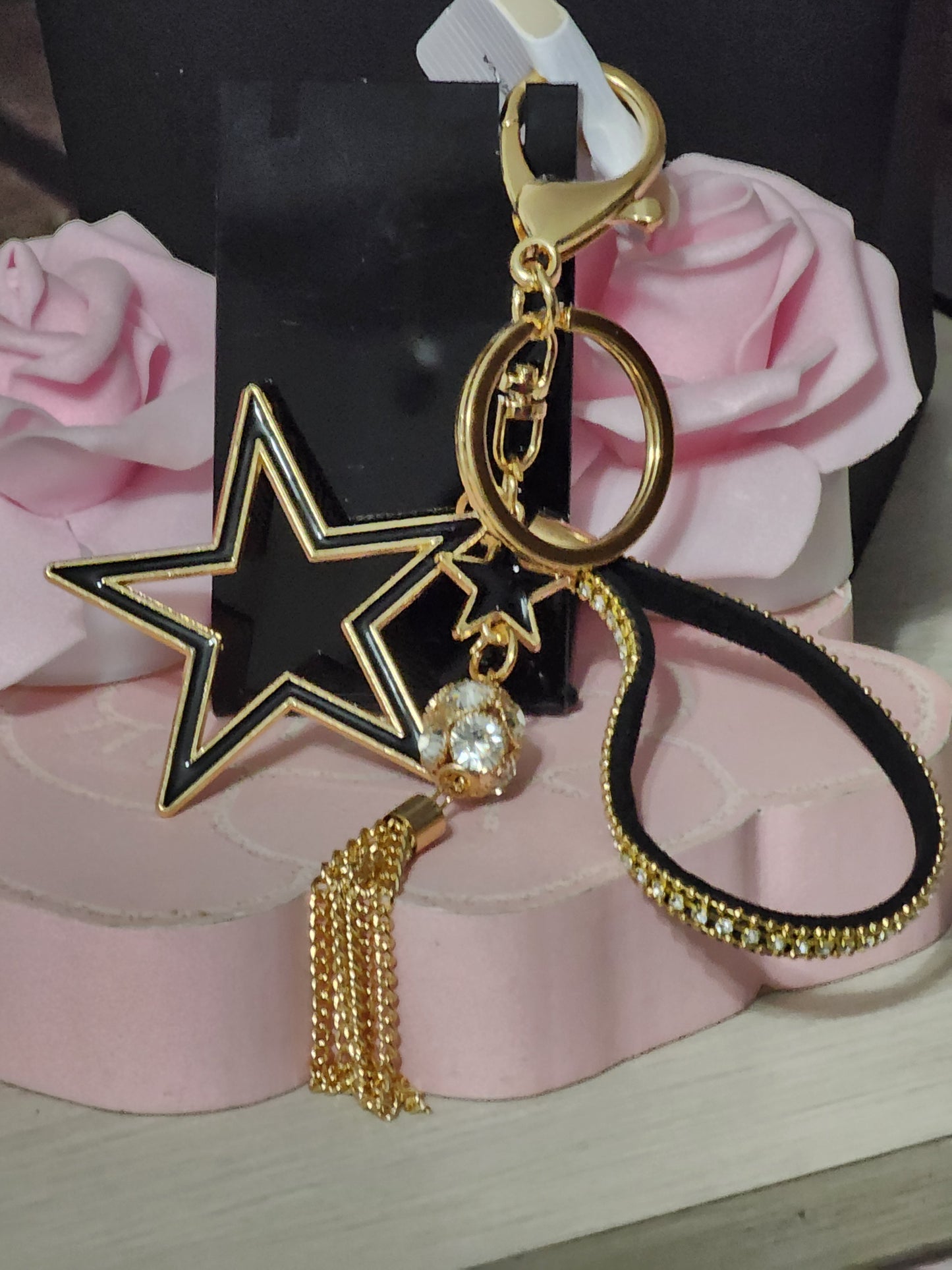 Gold and Black Star Keychain/Handbag Charms