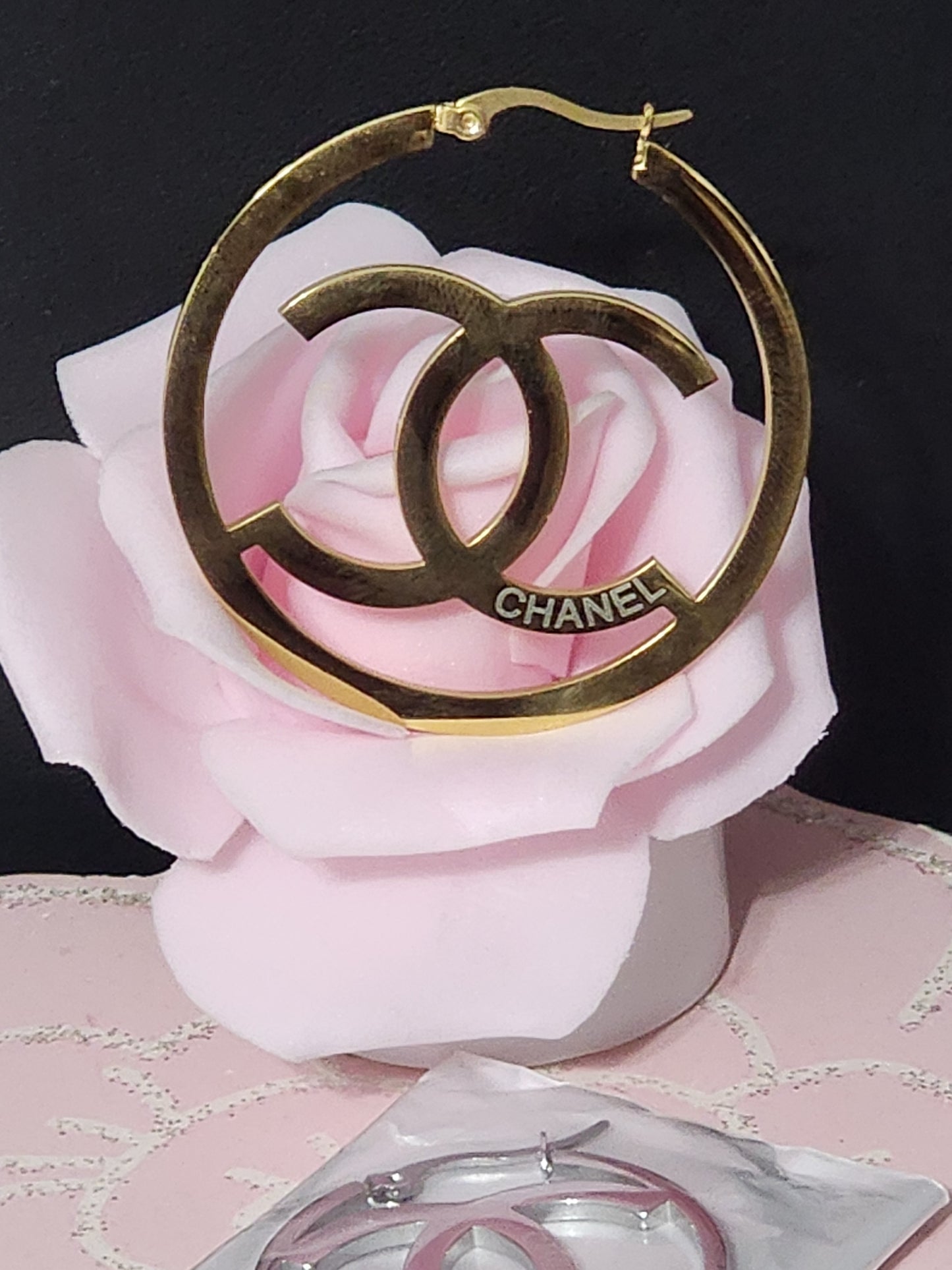 Inspired Gold or Silver Stainless Steel Hoop Earrings Chanel Earrings