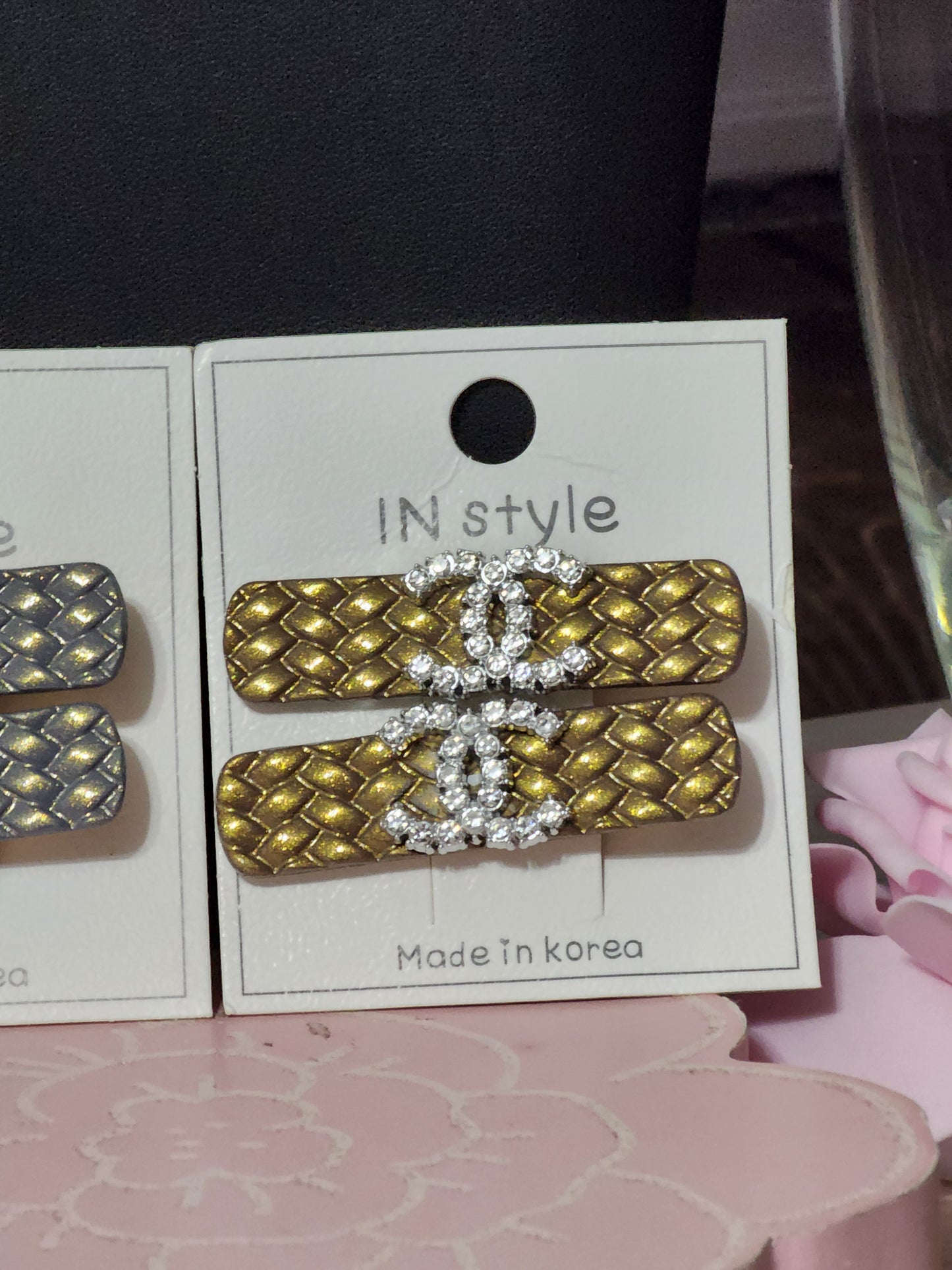 Inspired By Hair Clips 2 Gold or Silver with Rhinestones or Packs of 5 Hair Clips