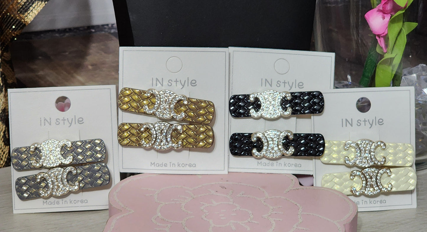 Inspired By Hair Clips 2 Gold or Silver with Rhinestones or Packs of 5 Hair Clips