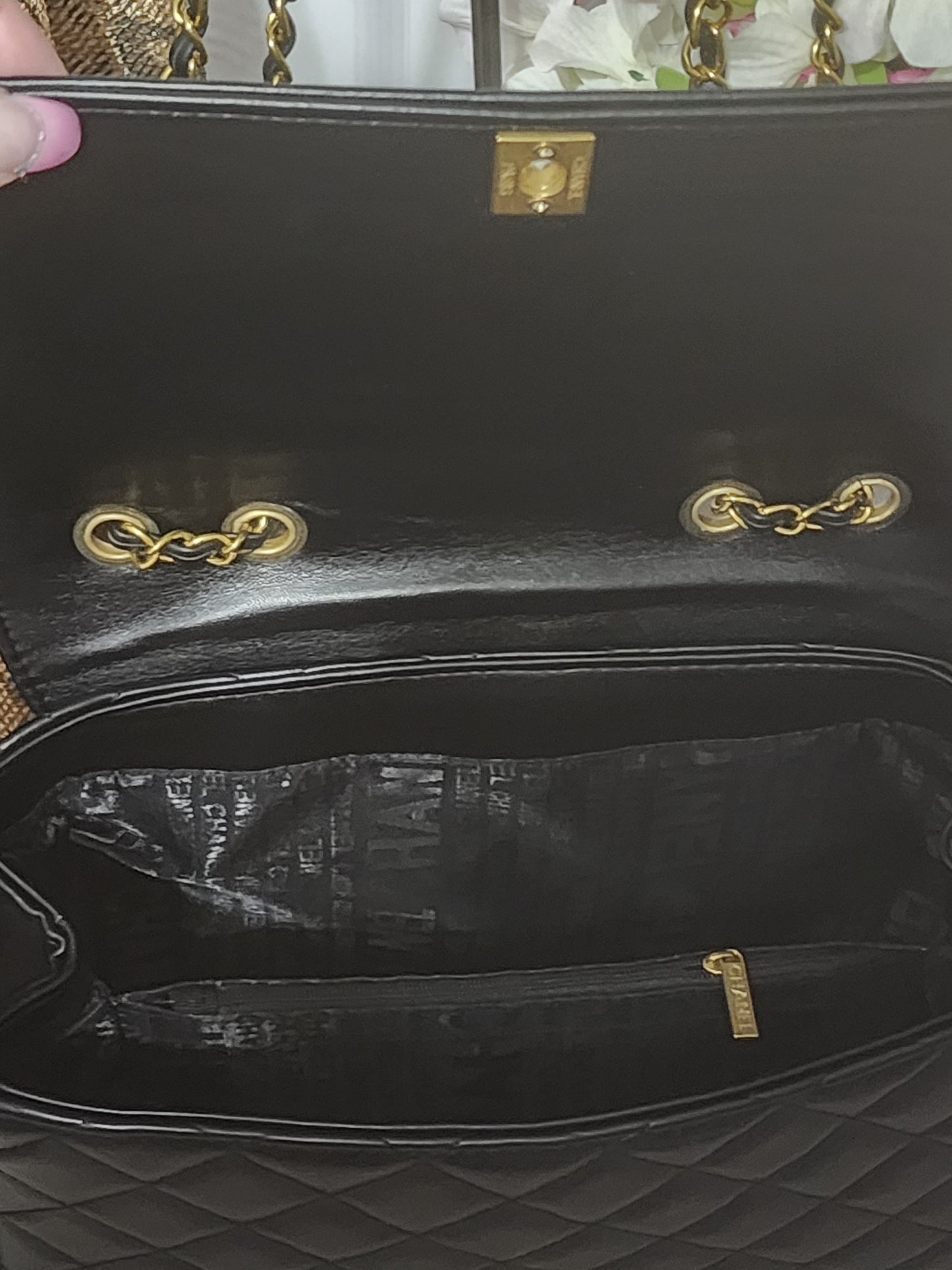 Inspired Black Leather Handbag