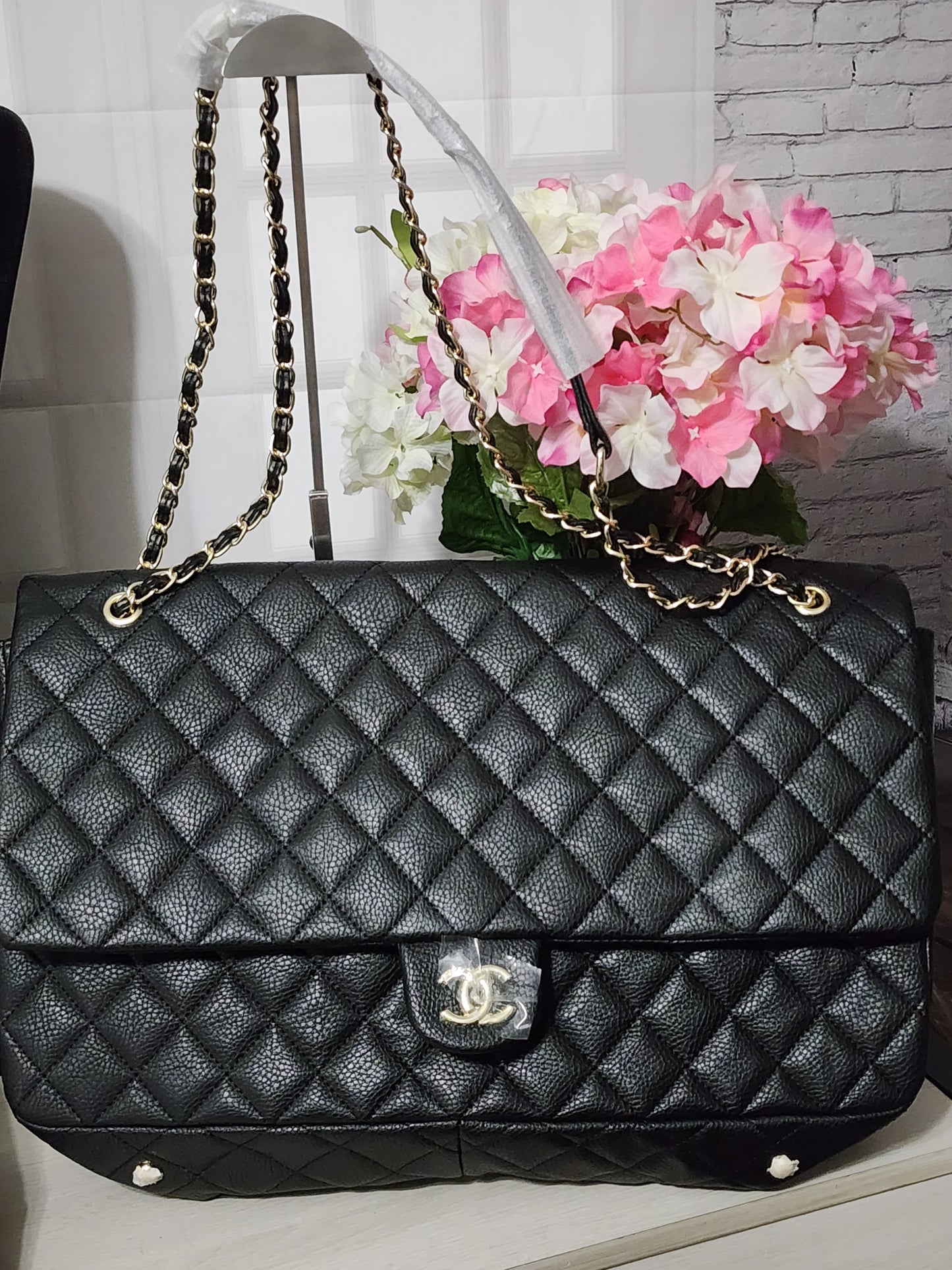 Inspired Black Soft Caviar Quilted (Jumbo) Leather Handbags