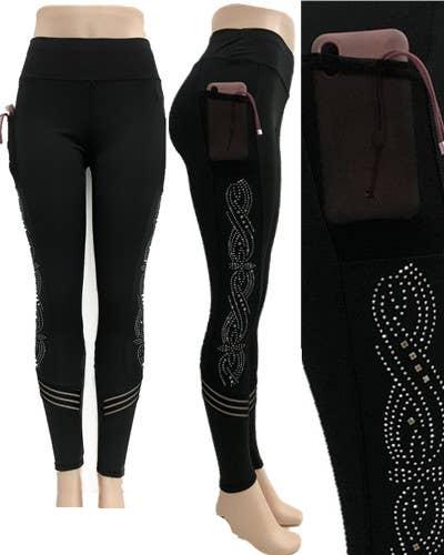 Women's YOGA RHINESTONE LEGGINGS (Size: S,M,L,XL)