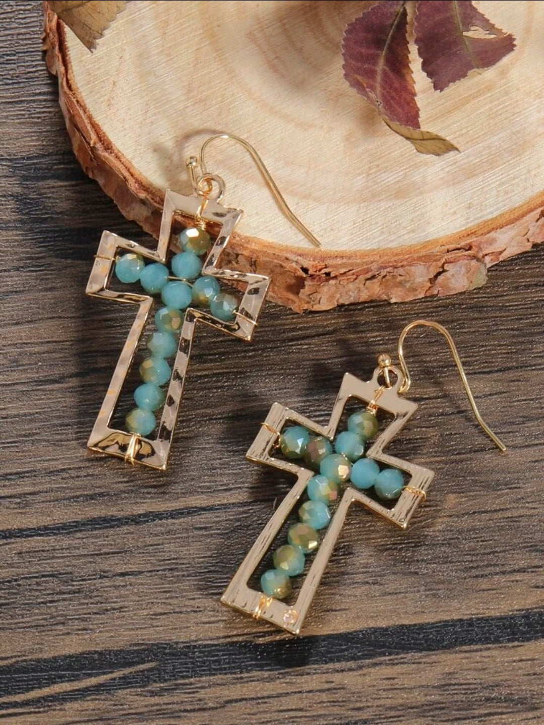 Beaded Cross Earrings