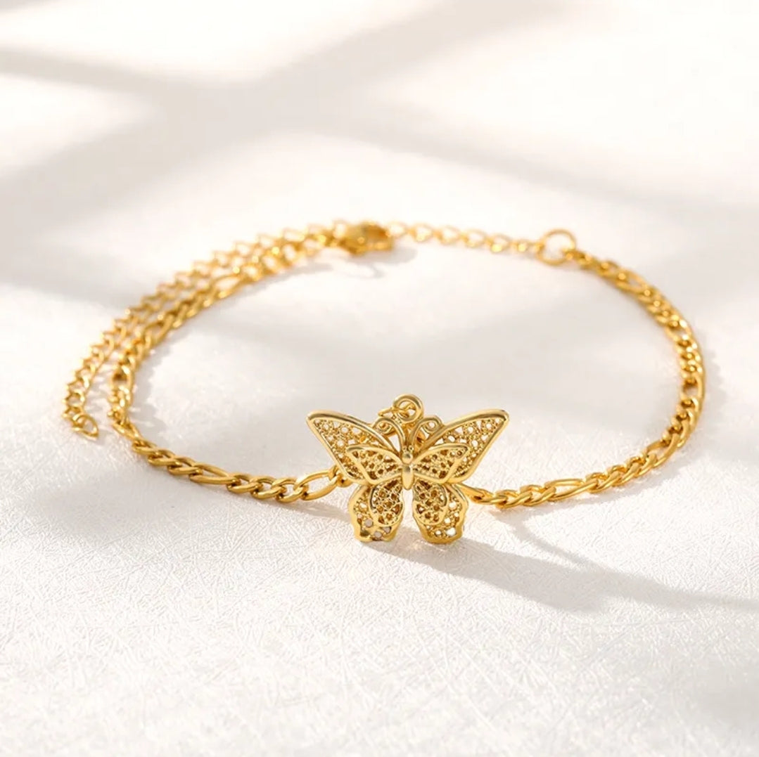 Butterfly Stainless Steel Anklets