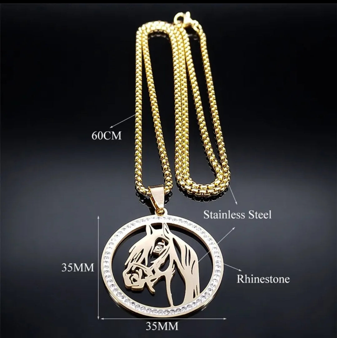 Horse Pendant on a Box Chain Necklace (Stainless Steel)