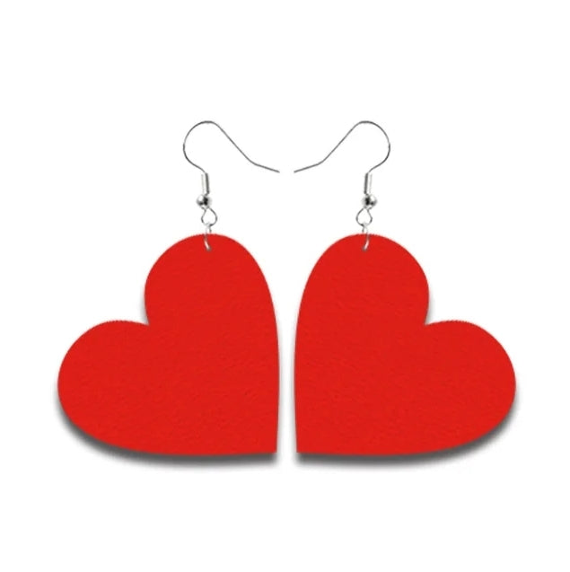 Valentines Day, Heart Shape Leather Earrings