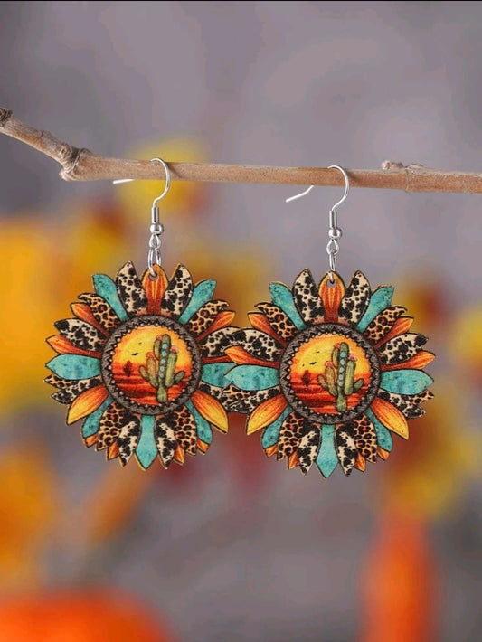 Aztec Sunflower Earrings