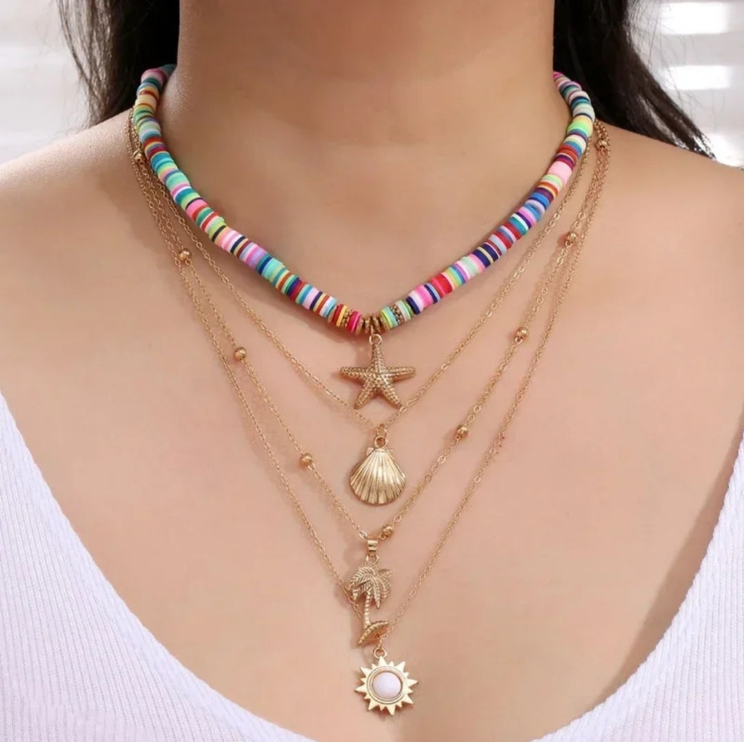 New Bohemia Summer Multi-Layer Necklace with Earrings Available