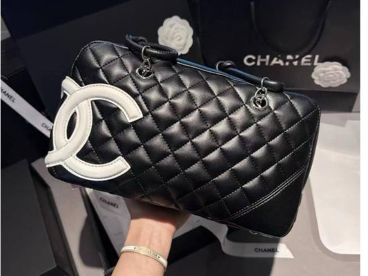 Inspired Small Black Leather Handbag