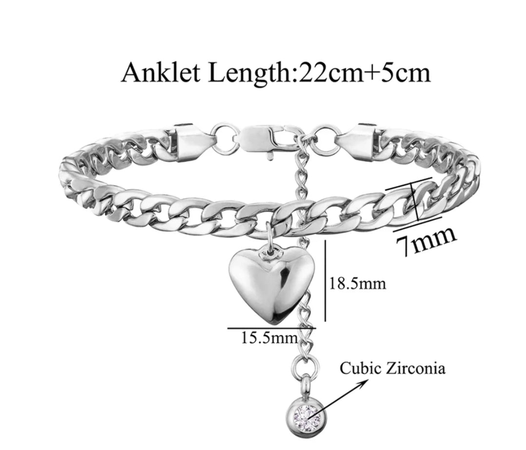 Stainless Steel Cuban Link Anklets (Gold or Silver)