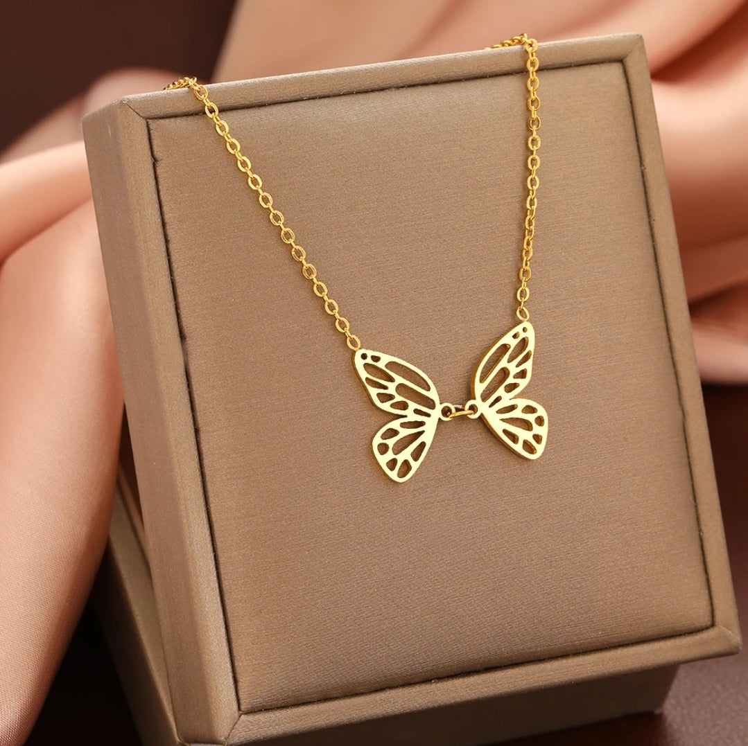 Stainless Steel Butterfly Pendant Necklace