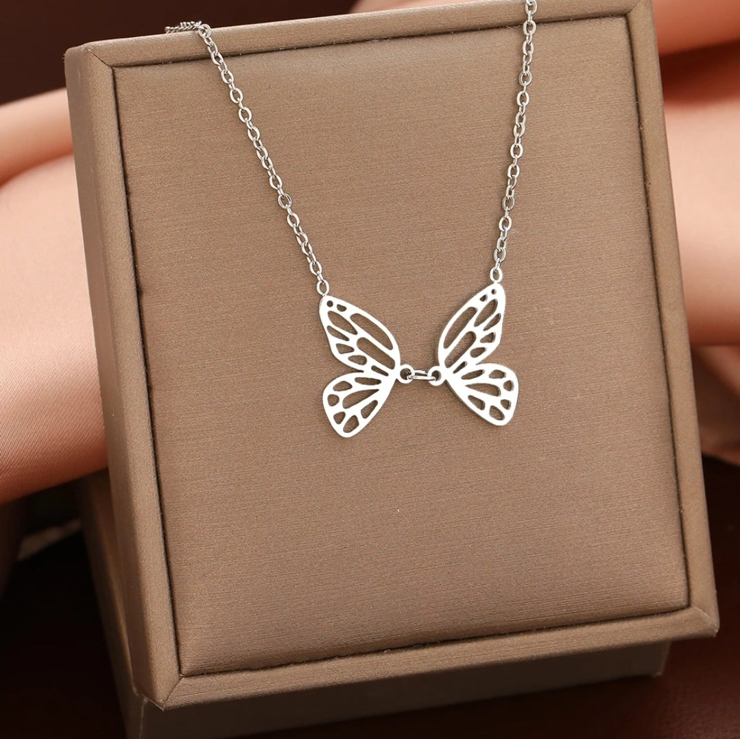 Stainless Steel Butterfly Pendant Necklace