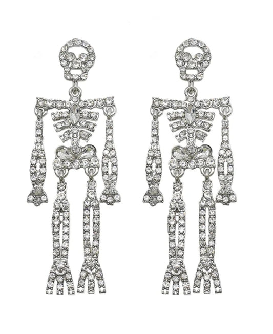 Rhinestone Skelton Earrings