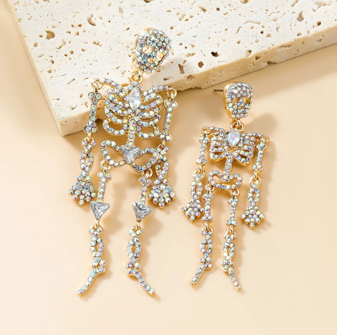 Rhinestone Skelton Earrings