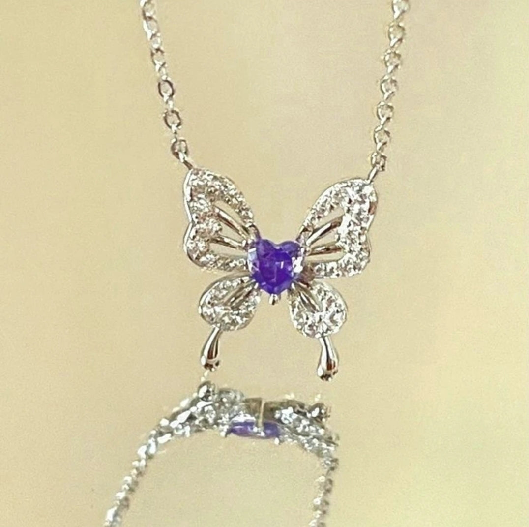 Silver Purlpe 🦋 Butterfly Necklace