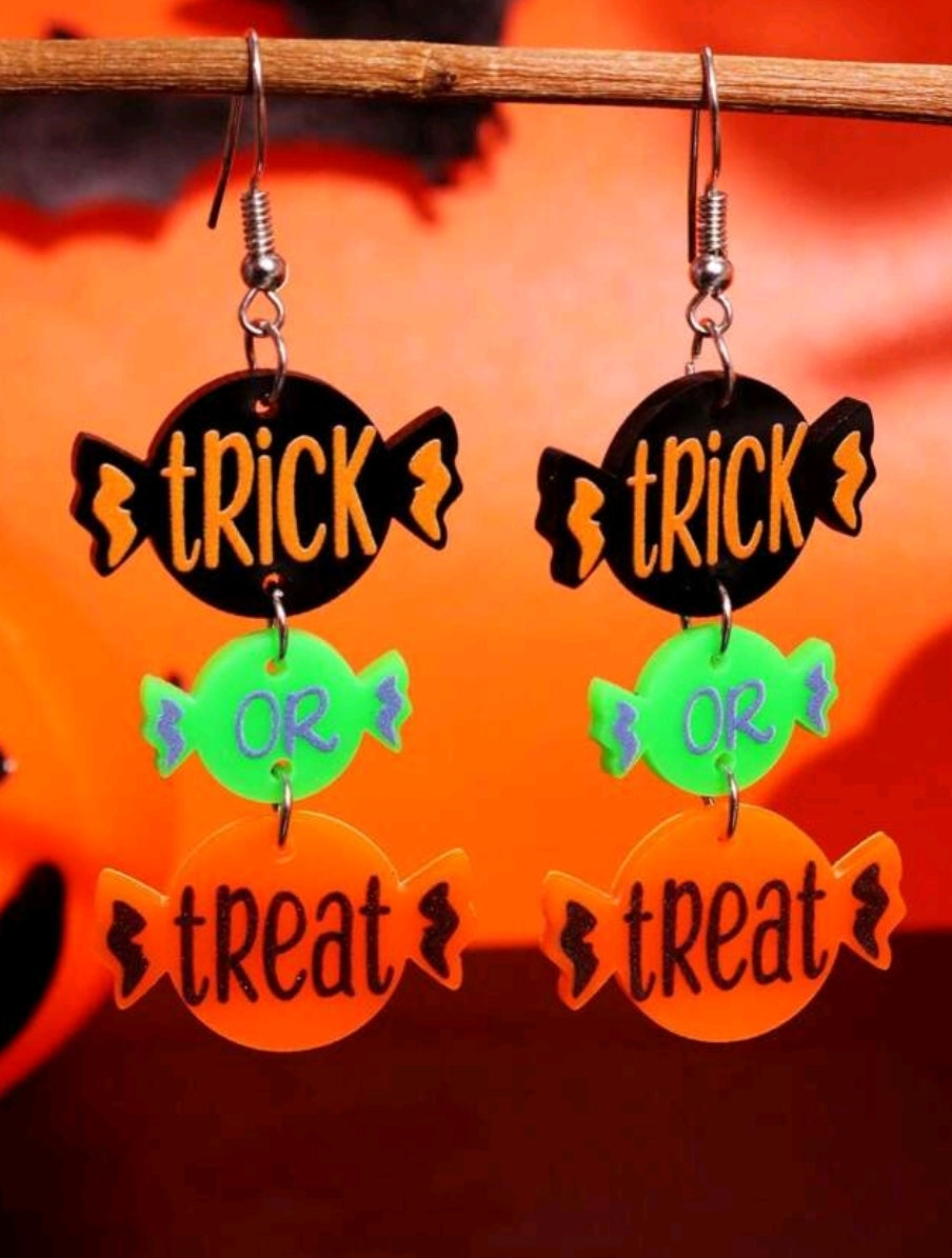 Halloween Trick or Treat Dangling Earrings