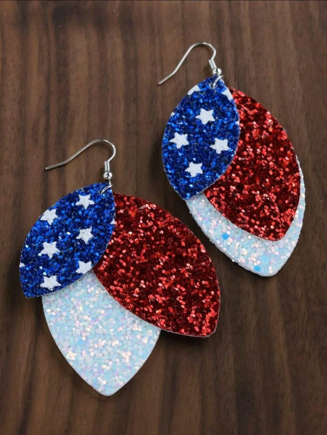 Star Sequin, Red, White & Blue Drop Earrings