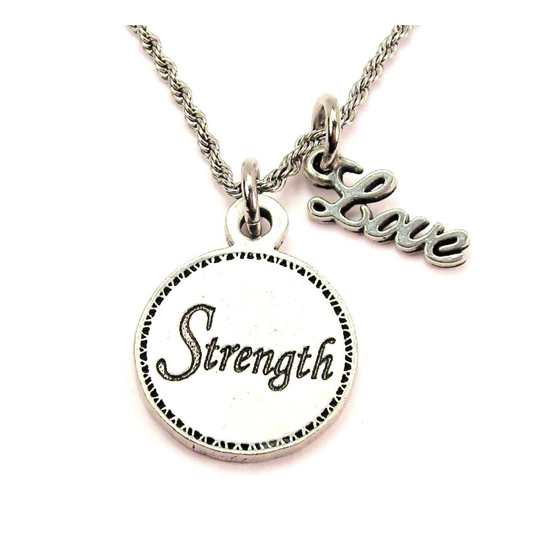 Strength 20" Rope Necklace With Love Accent Inspirational