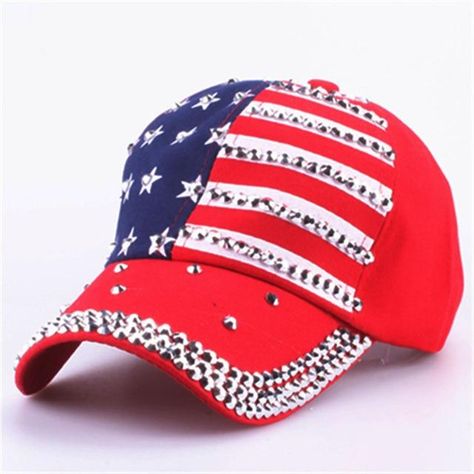 American Flag Bling Hats (Available in Blue, Red or White)