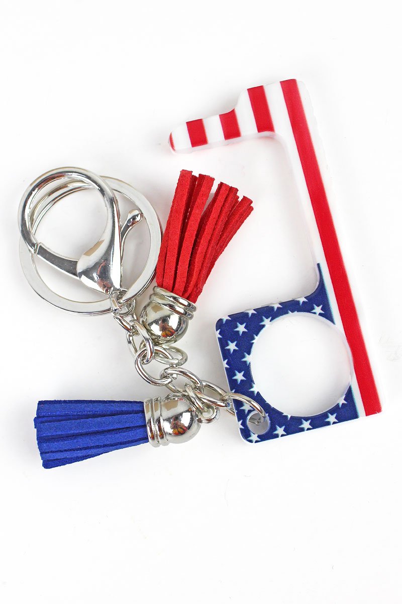 AMERICAN FLAG NO TOUCH STYLUS TASSEL KEYCHAIN (CLEARANCE)