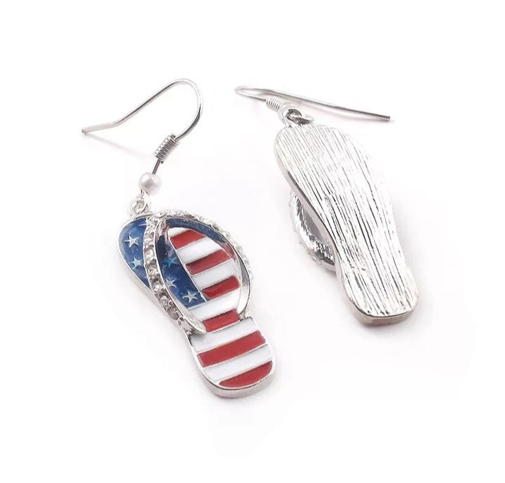 American Flag Flip Flop Earrings