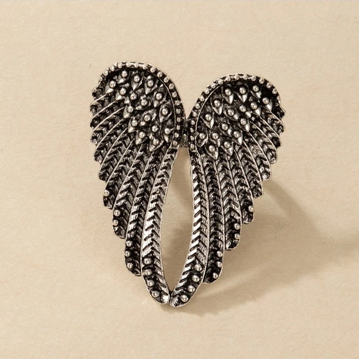 Angel Wings Ring - Anitque Silver