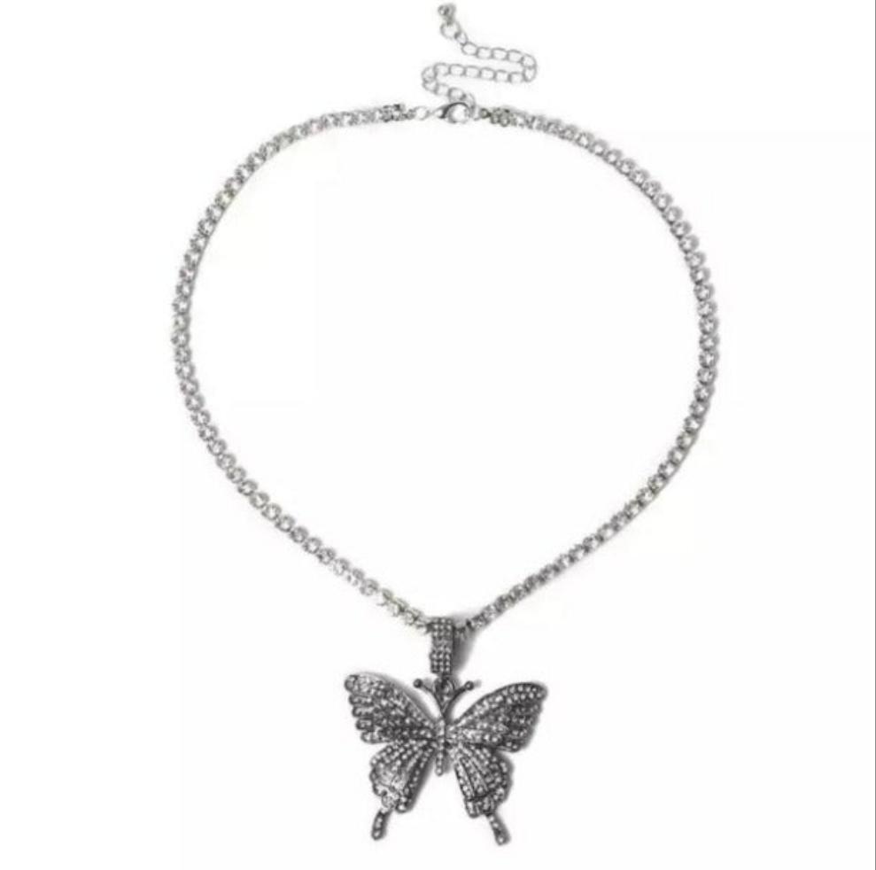 Full Rhinestone Luxury Statement Butterfly Necklace  (Available in Gunmetal, Gold, Silver or Rose Gold!)