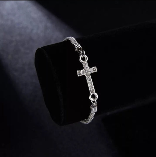 Rhinestone Prayer Cross Bracelet