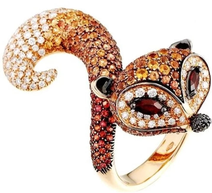 Jeweled FOX Ring - Sizes: 7, 8, 9 and 10 Available