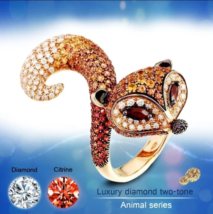 Jeweled FOX Ring - Sizes: 7, 8, 9 and 10 Available