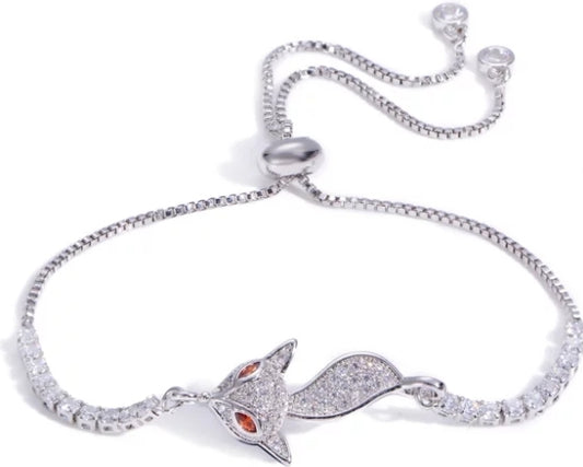 Jeweled FOX Crystal Zirconia Bracelet - Colors - Silver or Gold
