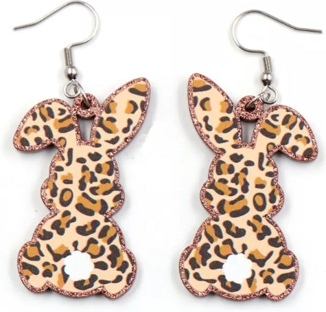 Leopard Print Bunny Rabbit Earrings