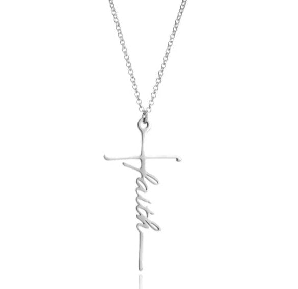 Cross / Faith Silver or Gold Pendant Necklace with 18inch chain