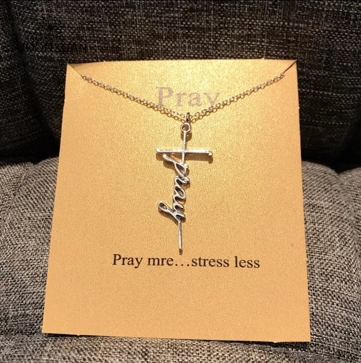Cross / Pray Silver Pendant Necklace