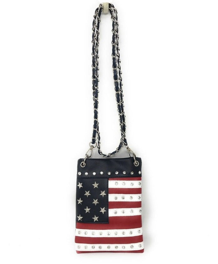 American Flag, Rhinestone Studded Crossbody / Bag