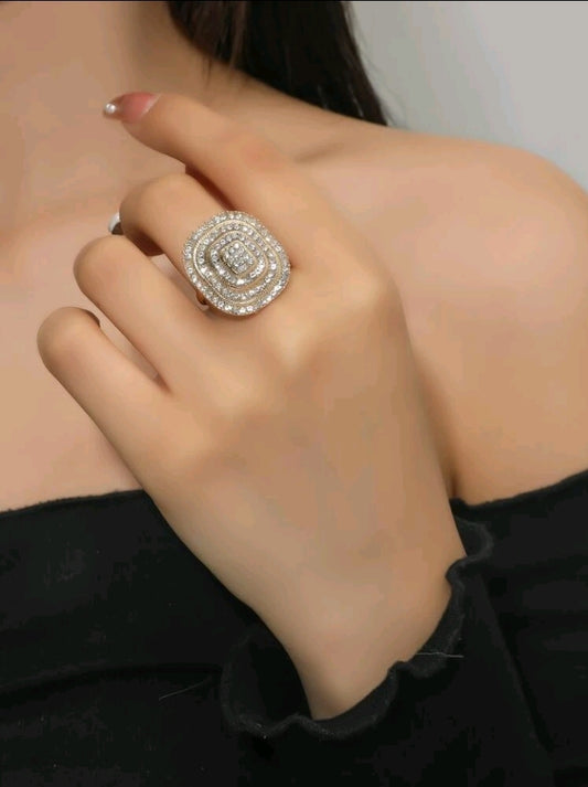 Rhinestone, Gold Fashion Adjustable Ring