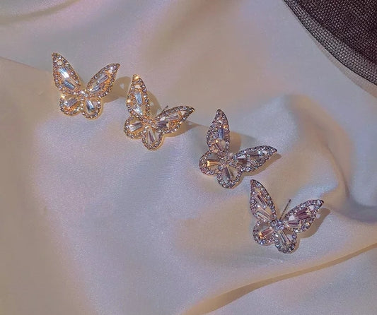 Rhinestone Butterfly Earrings (Available in Silver or Gold)