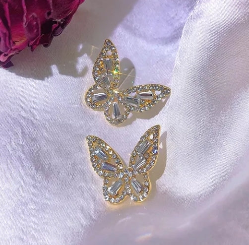 Rhinestone Butterfly Earrings (Available in Silver or Gold)