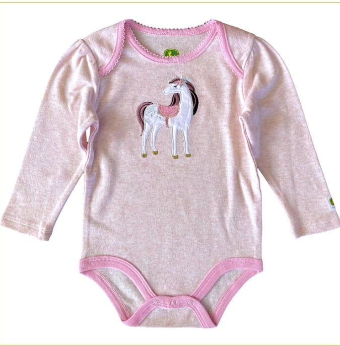 John Deere, Infant Girls', Soft Pink Cotton Bodysuit (Size 6/9 Months)