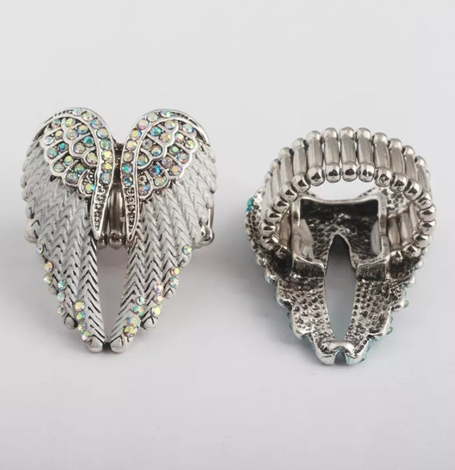 Angel's Wings Ring  (Adjustable & Available in Blue, White and Pink)