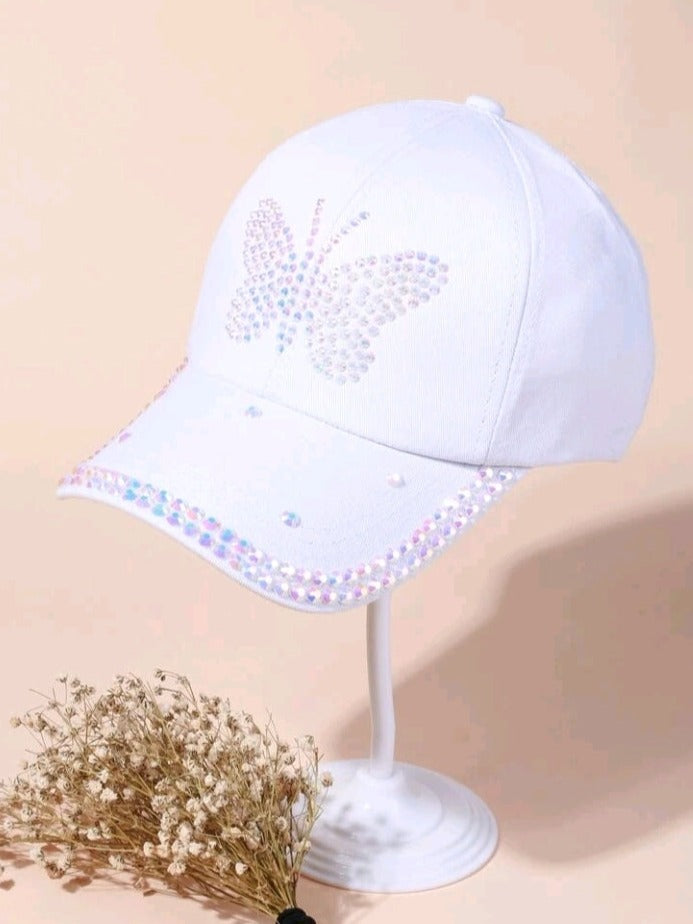 Rhinestone Butterfly Baseball Hat